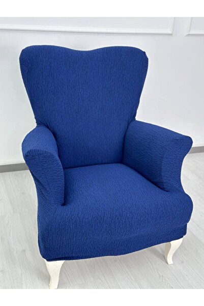 Defne Home Jakar Kumaş Lastikli Kayma Yapmayan Tek Kişilik 1 Adet Berjer Örtüsü Saks