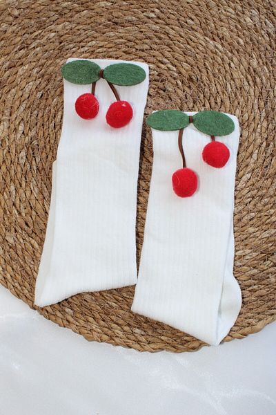 Arwen Collection Girls' School SocKs - Cotton, Cherry and Knee-length