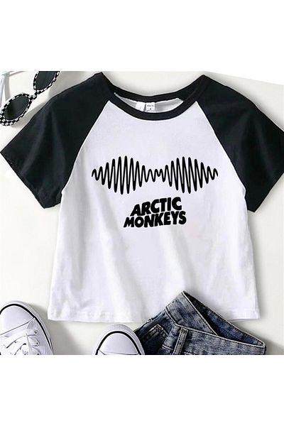 GOSSİP TEAM Album imprimat Arctic Monkeys - Top crop alb Gossip Team, mânecă raglan