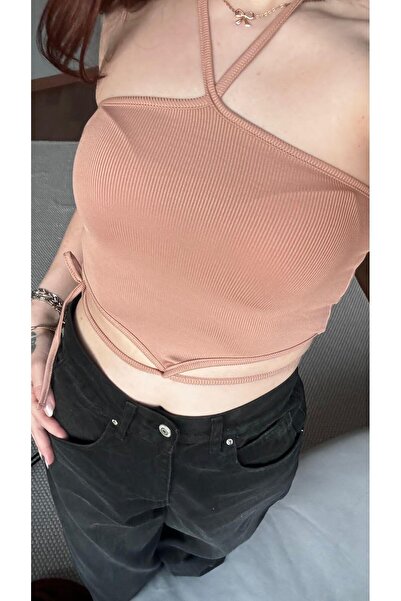 GOSSİP TEAM Gossip Team - Къса блуза с кръстосани презрамки и оребрена къса блуза