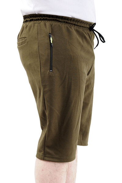 ModeXL Чоловічі капрі-шорти великого розміру - CALIFORNIA з принтом, хакі 24503