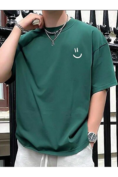 MEİLİFENG Tricou oversize unisex - Imprimat cu zâmbet mic