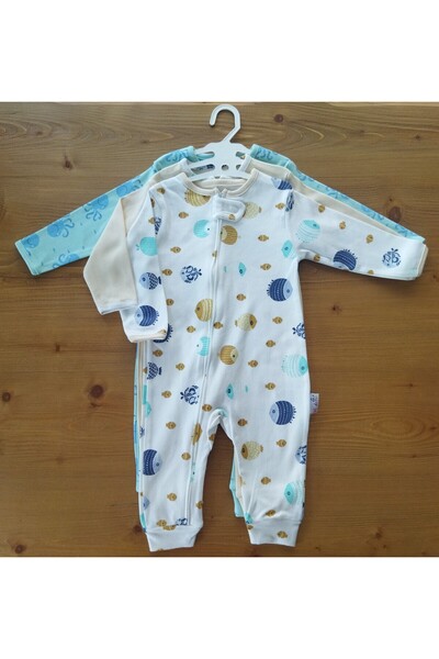 Mıdırık Fermuarlı Balık Desenli 3lü Tulum