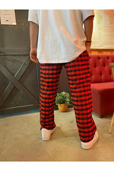 GOSSİP TEAM HarajuKu Gossip TEam - REd BlacK SquarE PattErnEd SwEatpants