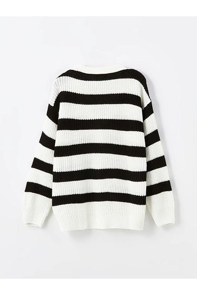 LC Waikiki LCW Vision - V-neck Color Block Women's Knitwear Cardigan, Long Sleeve