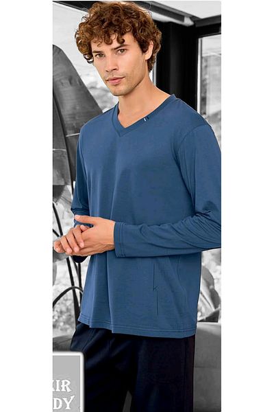 KLY Ανδρικό Σετ Πιτζάμες Indigo V-Neck Personality