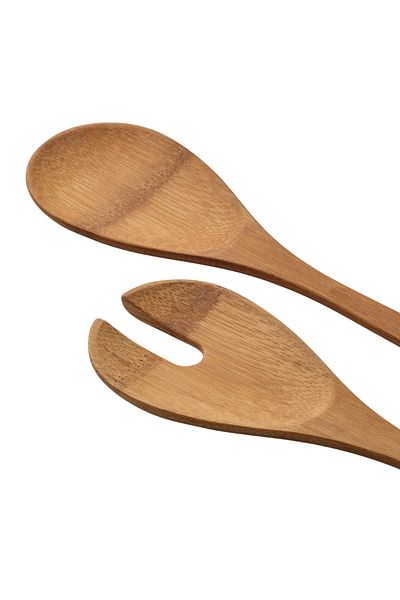TAGESAN Stylish and Durable Natural Bamboo kitchen Utensils - 2 Piece Serving Set