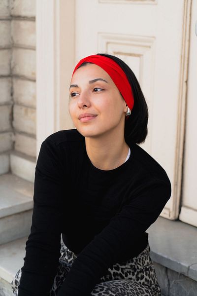 Mrey   Red Stylish Bandana - Cotton Hair Bandana - Women's Wide Bandana