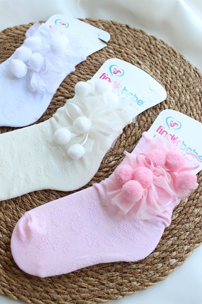 Arwen Collection school socKs with Pompoms for Girls