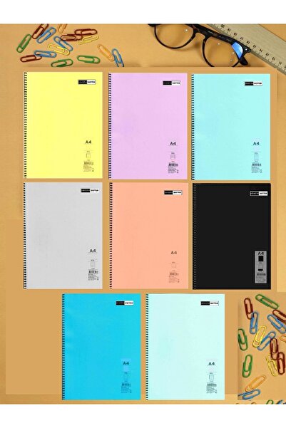 ADASRA Caiet A4 cu spirală, copertă din PP, pentru școală, 96 de foi (4 bucăț...