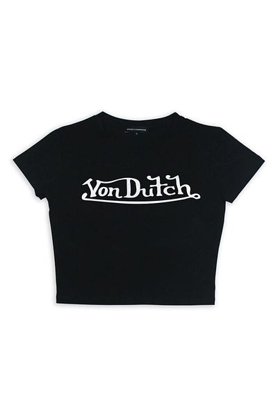 GOSSİP TEAM Crop negru imprimat Von Dutch - Echipa Gossip