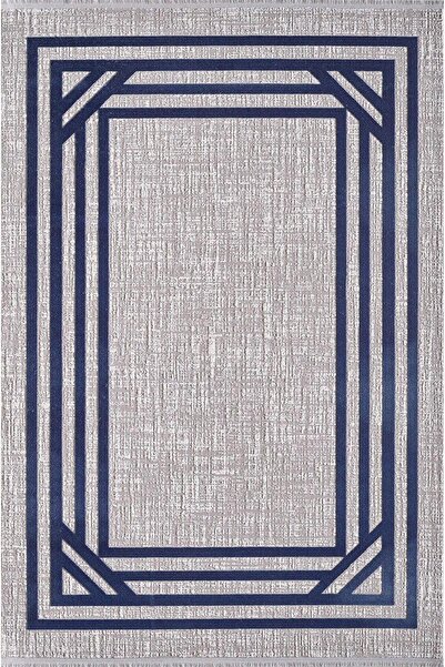 Artemis Halı Murano Gri Lacivert Çizgili Çerçeveli Halı 09163b