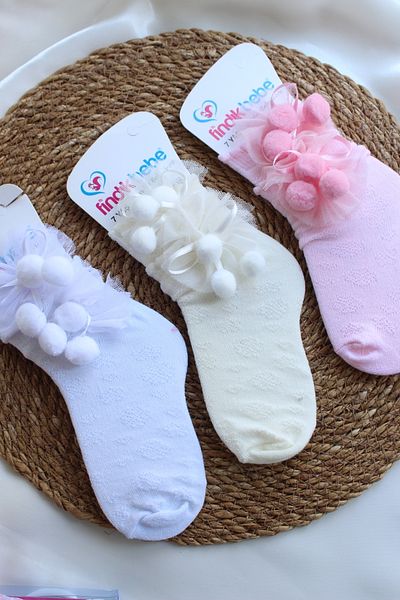 Arwen Collection school socKs with Pompoms for Girls