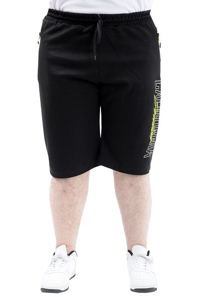 ModeXL Pantaloni scurți Capri pentru bărbați de mărime mare - CALIFORNIA 24503 negru cu imprimeu