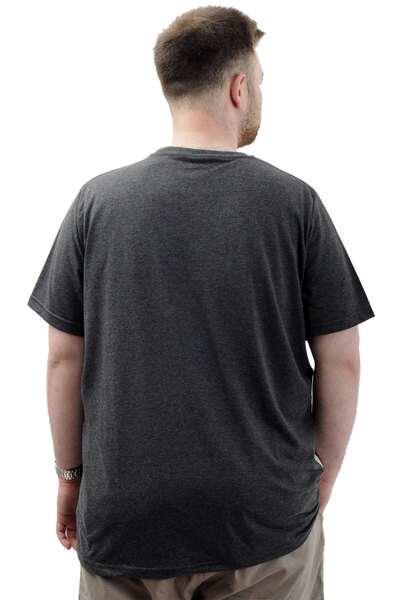 ModeXL Men's Crew Neck Printed Cotton T-shirt - Mode XL, FLAME U24082 Anthracite