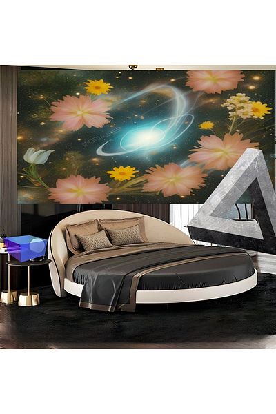 METİNEV Round cotton satin bed sheet duvet cover and pillowcase set