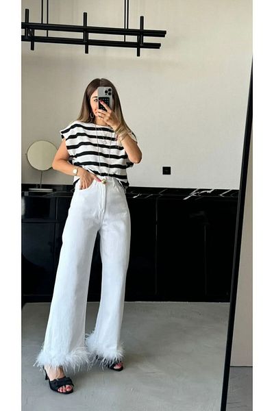 KEYYMOD Feather Detailed Jean Skirt Jeans