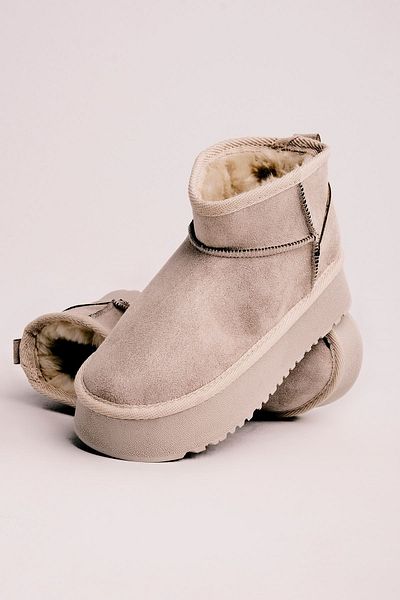 MY DERİ Robin Women - Botine cu blană cu talpă înaltă 2796