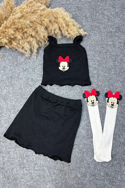 ADABEBEK Corded Red Crop SKirt and Rope Strap Set with micKey Accessories