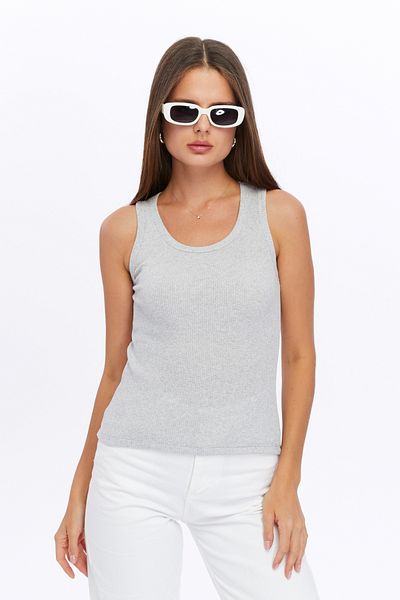 AURRARİ Gray Corded Look Thick Strap Basic Women's Undershirt