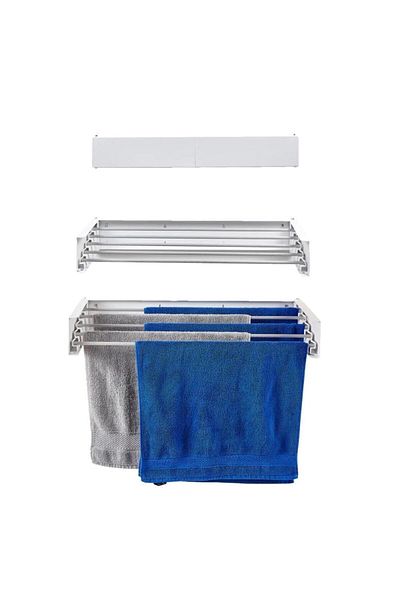 thorqtech White 70cm Wall Mounted Drying Rack Practical Laundry Hanger