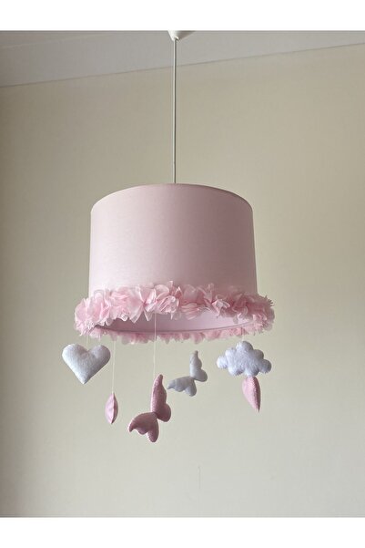 atölye ay ışığı Pembe çiçekli kız bebek çocuk odası avize