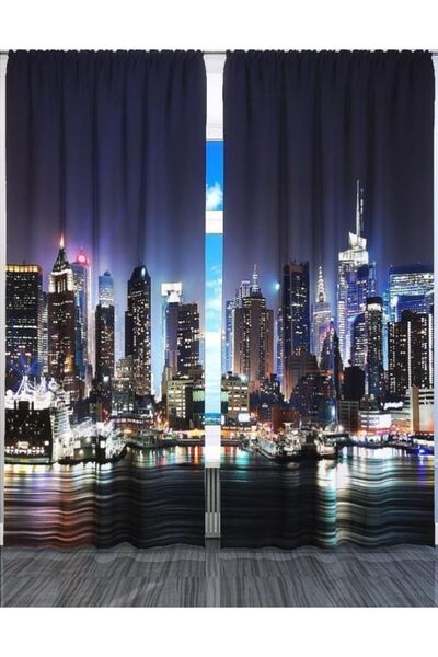 Elmas Dizayn ÖZEL ÜRETİM 3D DİJİTAL BASKI LACİVERT SİYAH MANZARA 140 CM * 240...