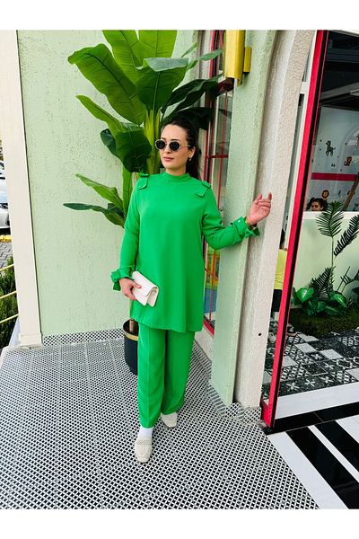 Zübeyde Sayın Stone Detailed Tunic and Trousers Set