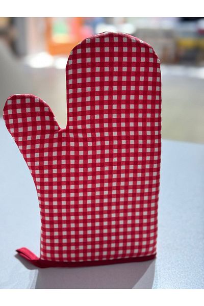 DÜŞLER EV TEKSTİLİ Red Gingham Oven Gloves