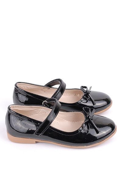 Rıdvan Çelik Bow Girls' Casual and Evening Dress Ballerina Shoes Black Patent Leather