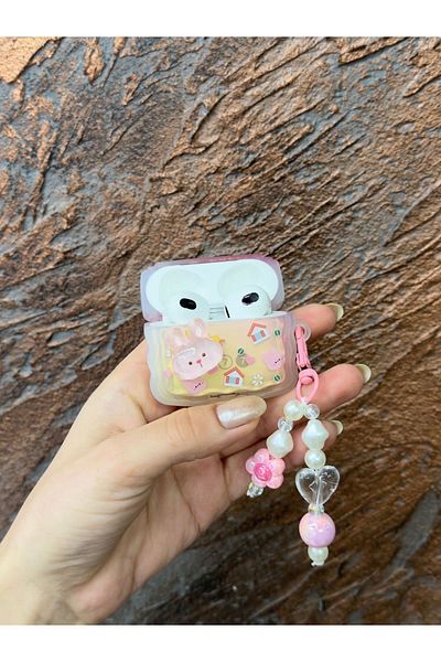 daystar AirPods 3Generation compatible rabbit embossed and beaded headphone case