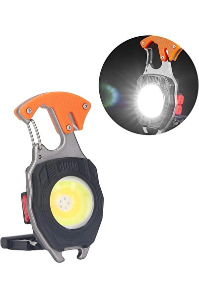 BEYZANA Çok Fonksiyonlu Mini Led Lamba Anahtarlık ve Çakmak USB Şarjlı Kamp İçin Taşınabilir Tam 7 Modlu