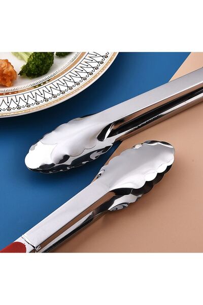 BEYZANA 2 Li Set Metal Mangal Maşası Slikon Saplı