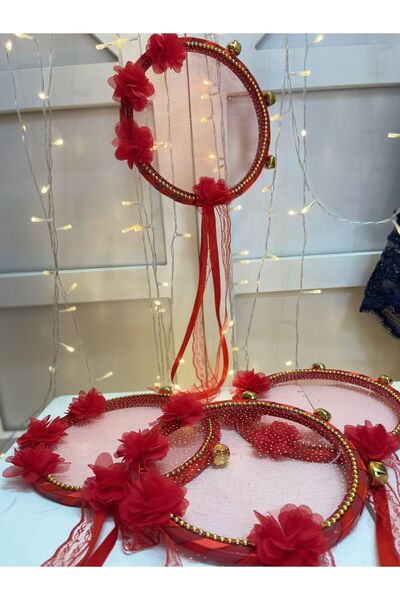 Kınamalzemecim Gelin Tef Lazer Gül Kına Gecesi Nedime Dantel Tef Zilli Kirmiz...