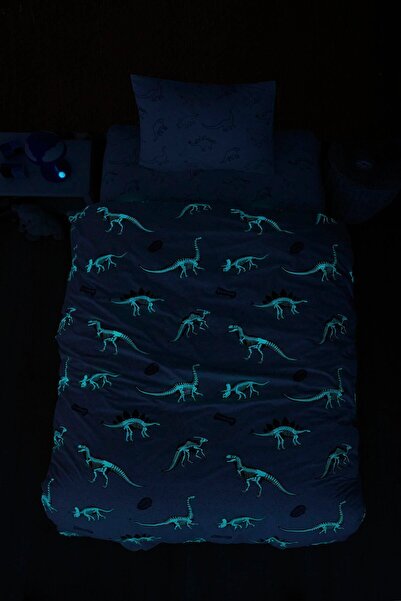 DENİZLEY Çocuk Nevresimi Dinazor Baskılı(gece Parlayan)