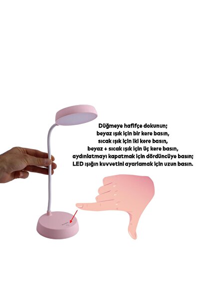 NZB Şarjlı Akrobat Lamba 360° Masa Üstü Lamba 3 Kademe Dokunmatik Çalışma Okuma Işığı Gece Lambası Soft