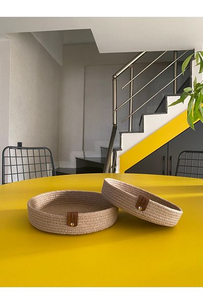 Sevdam Sepet Beige and Camel Double Thin Decorative Storage Box
