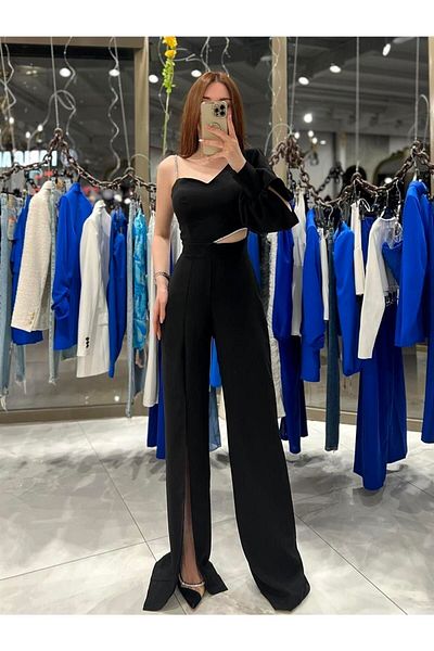 missswans Vivien Single Sleeve Jumpsuit Hijap Back Zip Woven Fabric