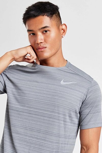 Nike ميلر دراي فيت - تي شيرت رياضي رمادي للرجال، مقاس قياسي
