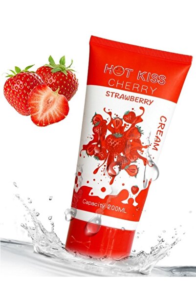 Erofoni Hot Kiss Strawberry Büyük Boy Çilek Aromalı Su Bazlı Kayganlaştırıcı Jel 200 ml