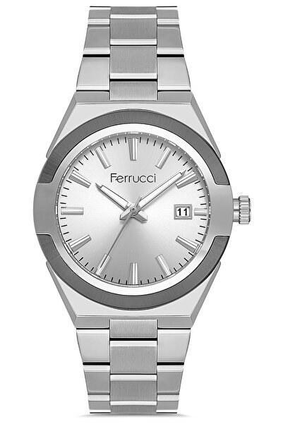 Ferrucci Erkek Su Geçirmez Çelik Kordon Spor Kol Saati Çelik Kasa Paslanmaz Çelik Takvimli Spor Model