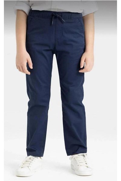 BLUEMOOR UNISEX Kids Ribbed Waist canvas School Pants - Lace-up
