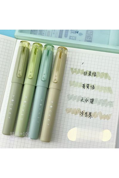 NaSaDAN 4 Pieces Highlighter Green Tones Pocket Pen Set