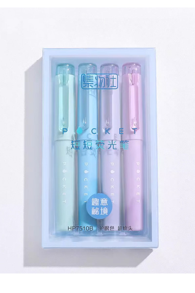 NaSaDAN Mavi Tonlar Pocket Soft Renkler Fosforlu Kalem Seti 4 Adet