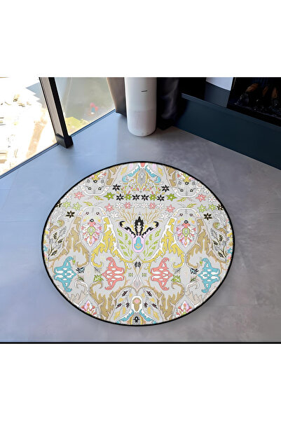 Rugs Modern Halı Mira Round Multicolored Light Tones Ethnic Pattern Woven Bas...