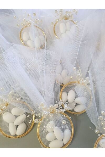Perle88 10 Adet Süslemeli Halka Şekerleme, Nikah Şekeri, Doğum, Sünnet, Düğün...