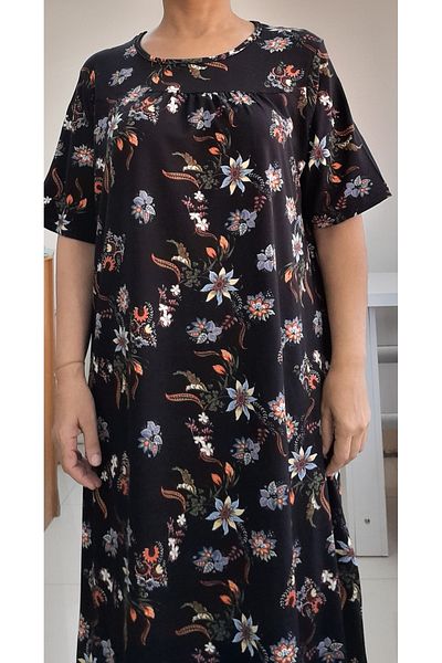 Mertcan Butik Φόρεμα με κοντό μανίκι βισκόζης - Κομμένο με κορδόνι στο μπροστινό και πίσω μέρος
