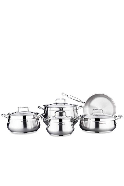 KORKMAZ ESTIMA 9 PIECES STAINLESS STEEL POT SET - INDUCTION-