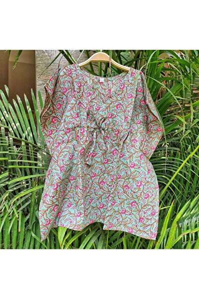 TURKINDIA Su Yeşili & Magenta Kaftan Elbise Pareo (1-3 Yaş)- Kız Çocuk