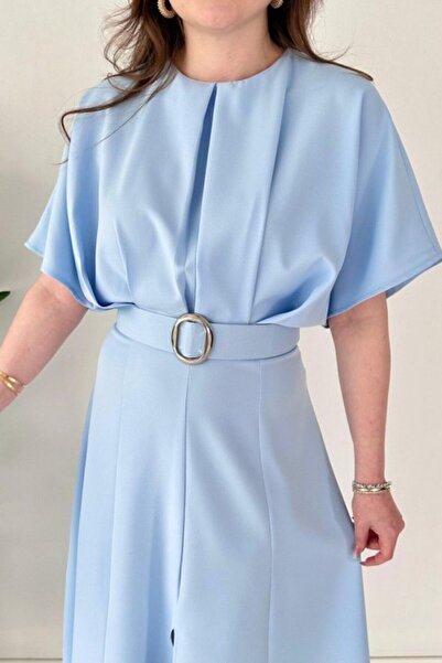 LİBAS Midi Length Dress with Slit and Belt Detail